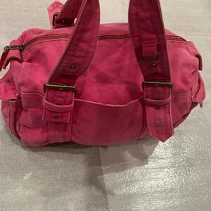 VTG Fiorucci Pink Canvas Hand Tote Hobo Bag Y2K Angel Lining